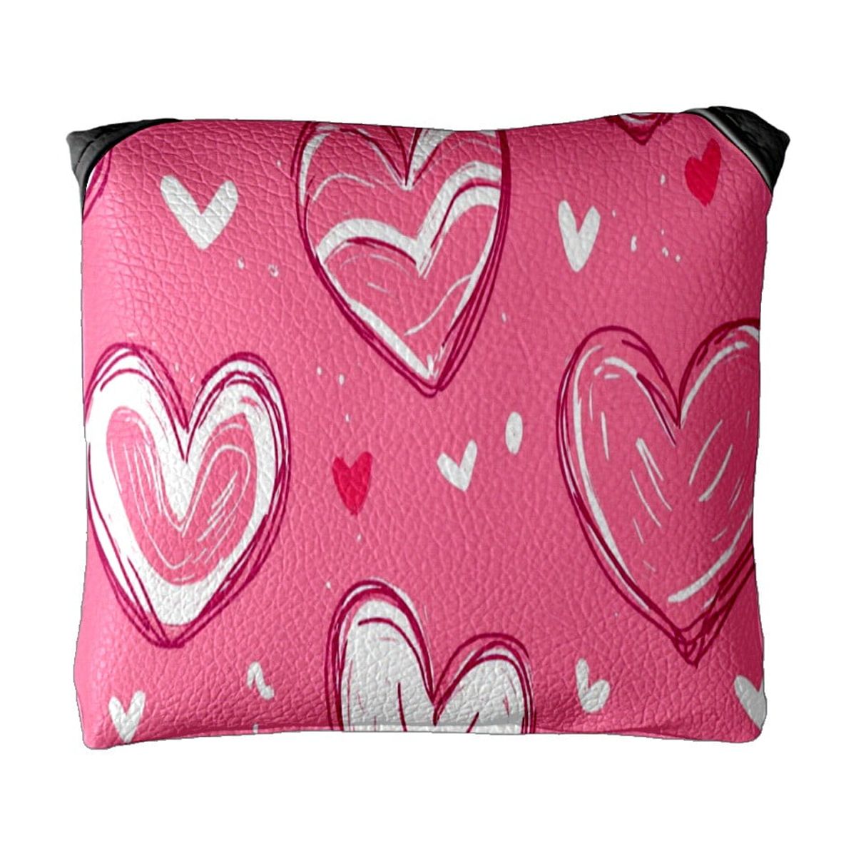 Golf Mallet Putter Cover Premium Leather Waterproof Golf Putter Head Cover with Magnetic Closure Valentine's Day Heart