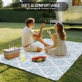 thumbnail image 4 of Blue Floral Boho Outdoor Rug 3x5 Ft - Reversible Patio Rug Outdoor Camping Rugs, Vintage Ethnic Tribe Abstract Art Washable Indoor Outdoor Area Rugs, Non-Slip Outdoor Carpet Runner for Deck/Porch, 4 of 8