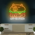 thumbnail image 3 of Craftnamesign Capyburger Neon Light, Capybara Hamburger LED Sign, Burger Store Sign Wall Art, 3 of 5