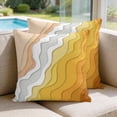 thumbnail image 2 of 16x16 Pillow Covers Set of 2, Yellow Coastal Beach Square Throw Pillow Covers for Couch/Sofa/Living Room, Farmhouse Simple Sea Waves Lines Decorative Soft Pillowcases for Couch Throw Pillows, 2 of 9