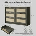 thumbnail image 2 of OAKHAM Commode 6 Tiroirs, Grand Commode en Rotin pour Chambre à Coucher Salon, Chêne Minuit, 2 of 8