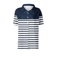 thumbnail image 4 of XPMWRP Casual Striped Printed Tops for Women Button Down V Neck Collared T Shirts Comfy Loose Fit Summer Blouse Navy XL, 4 of 6