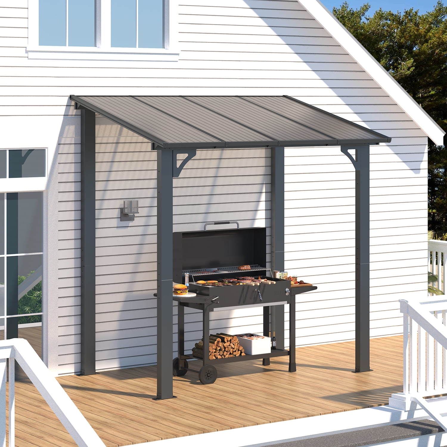 AECOJOY 5' x 8' Hardtop Gazebo Outdoor Aluminum Pergola ​For Garden, Patio, Backyard-​Black