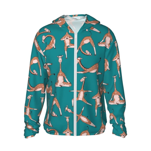 Balery Giraffes Doing Various Yoga Sudadera ligera de manga larga con capucha y protección solar UPF 50+ para hombre y mujer, ideal para pesca y running-Small