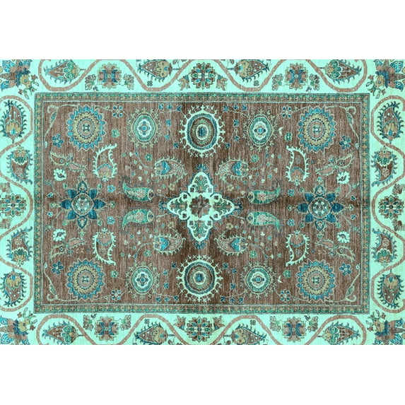 Ahgly Company Indoor Rectangle Oriental Light Blue Traditional Area Rugs, 5' x 8'