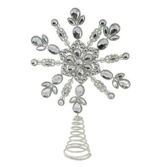 Christmas Glitter Snowflake Tree Topper Metal Christmas Silver Topper