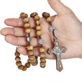 thumbnail image 4 of Religious Wooden Antique Cross Rosary Pendant Necklaces Jesus Saint Benedict Beaded Necklace For Men Women Jewelry Gifts Collar, 4 of 5