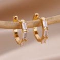 thumbnail image 4 of Pendientes de aro cuadrados con circonita brillante para mujer, aretes de acero inoxidable de Color dorado, joyería de Navidad de lujo, aretes de boda, 4 of 5