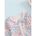 thumbnail image 6 of Baby Girl Rash Guard Swimsuit Long Sleeve Floral Print Bathing Suit Infant Swimwear with Bowknot Sun Hat, 6 of 10