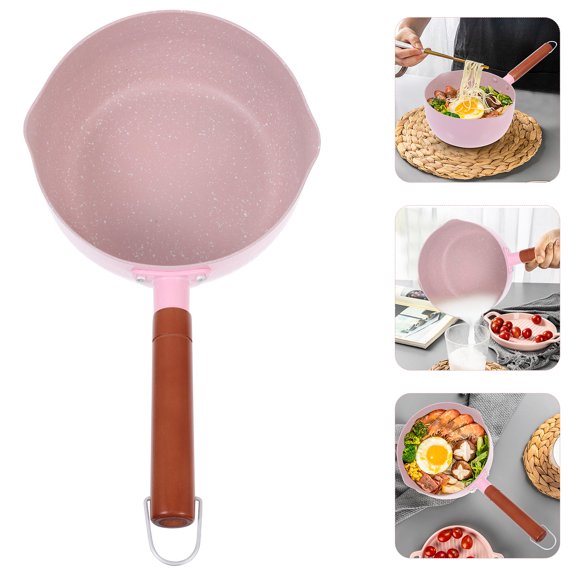 YUYUETIME Baby Food Pot With Wooden Handle And Non-Stick Coating For Home Use 1Pack In Pink