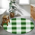 thumbnail image 4 of Green White Buffalo Check 3ft Round Rug, Farmhouse Plaid Modern Geometric Non-Skid Rubber Backing Large Area Rugs - Living Room Bedroom Home Office, Indoor Floor Mat Carpets Washable Rug, 4 of 9