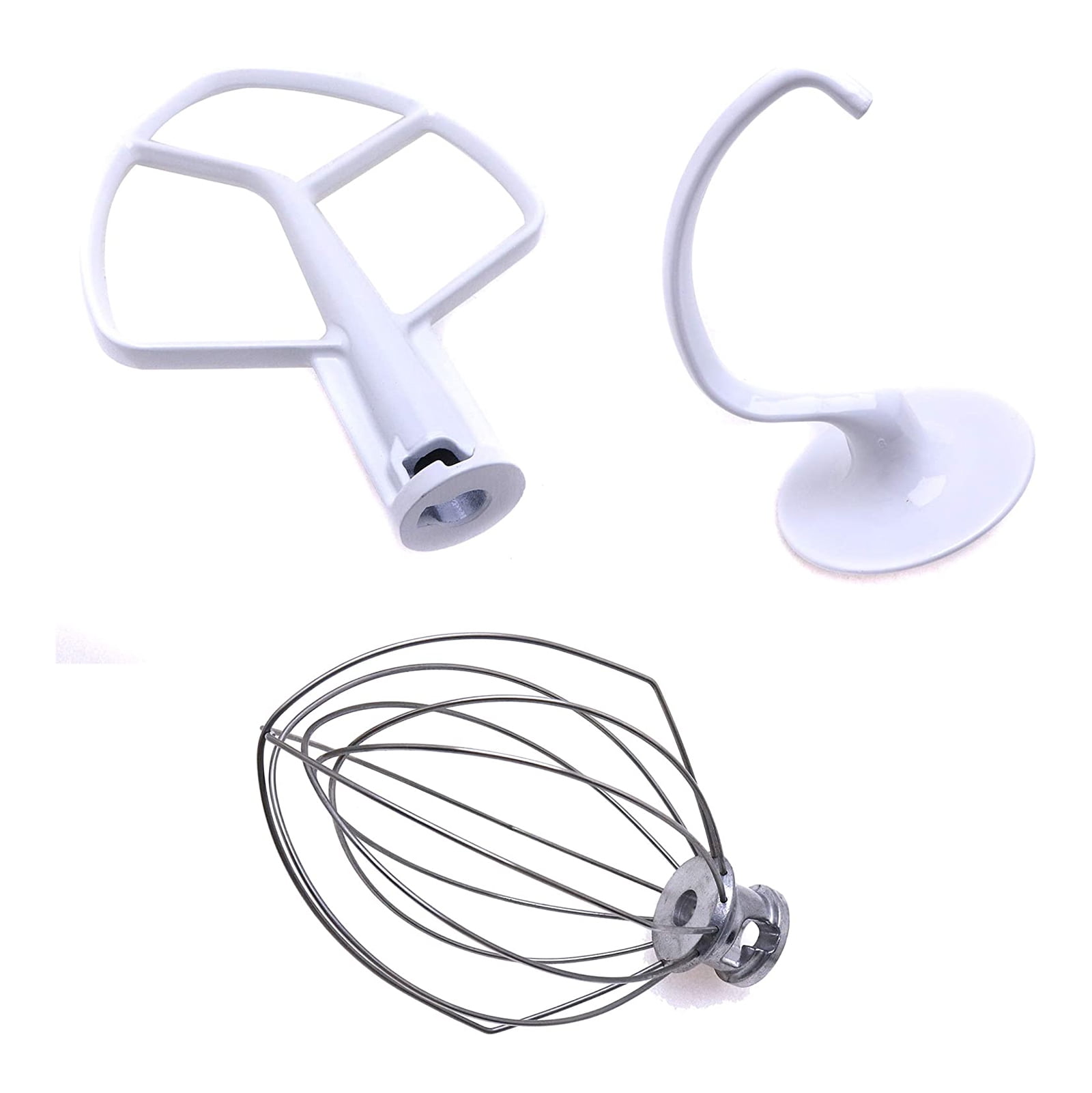 Fridayparts K5ADH Dough Hook&K5AB Coated Flat Beater&K5AWW Whip Set for Kitchenaid Mixer 5QT