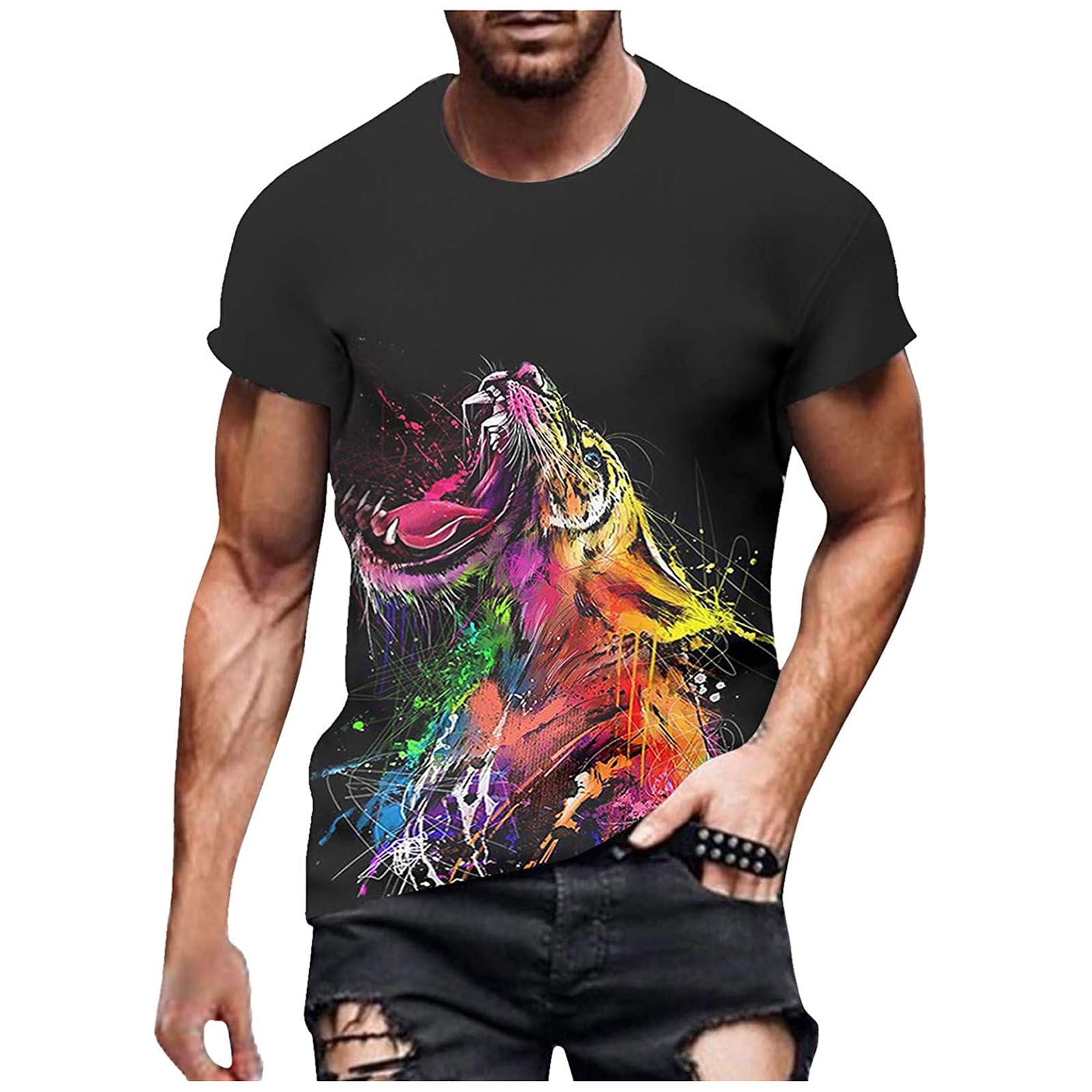 Mens Shirts Graphic Men Short Sleeve 