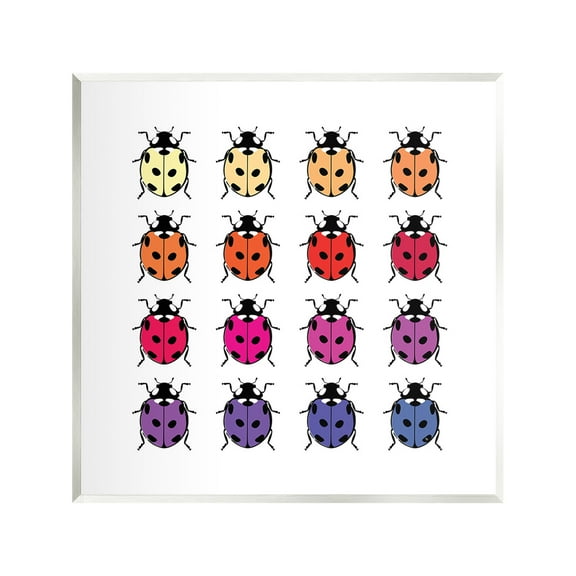 Stupell Industries Rainbow Ladybugs Pattern Animals & Insects Painting Unframed Art Print Wall Art, 12 x 12