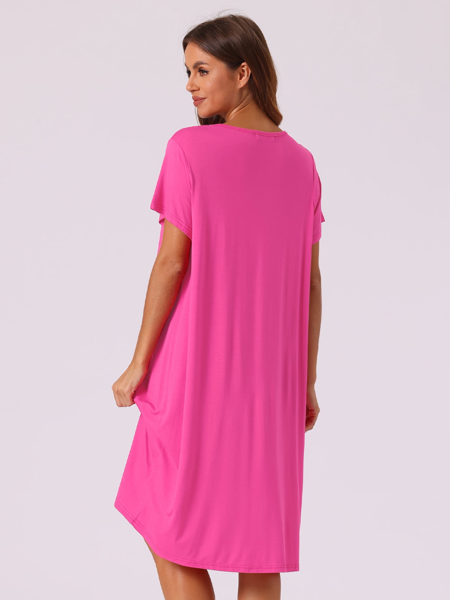 DARING DIVA Women's Cotton Sleepwear Short Sleeve Cozy Loose Sleepshirt 3XL Rose Red