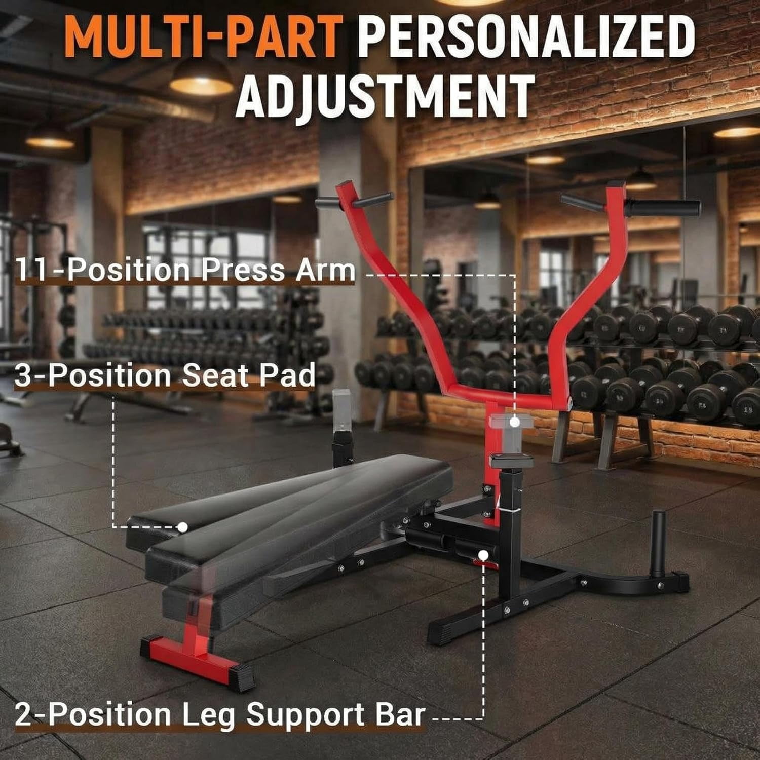 Chest Press Machine, 1050LBS Capacity Chest Fly Machine with Independent Converging Arms, Strength Training Adjustable Flat Incline Bench, AB Workout for Home Gym Equipment
