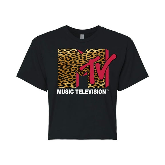 MTV - Leopard Logo - Juniors Cropped Tee