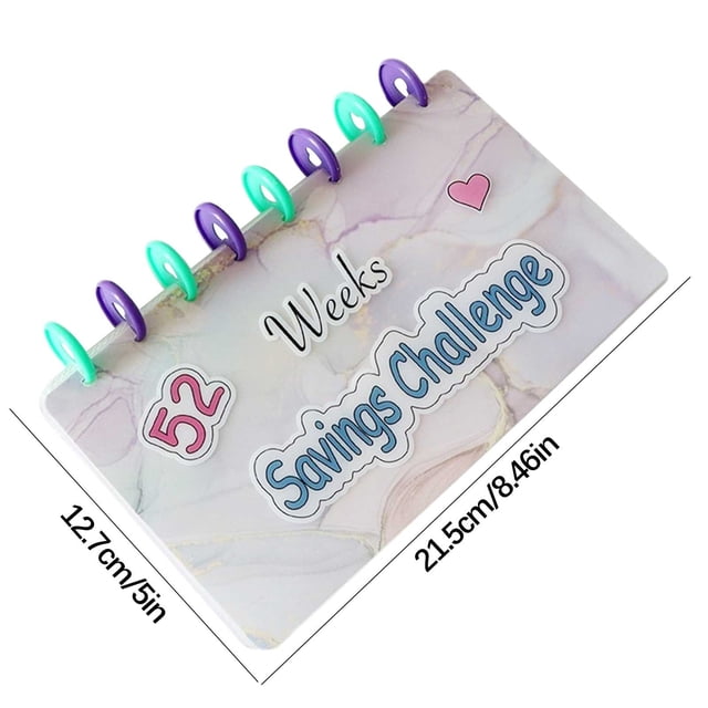 52-Week Savings Book with 8-Hole Loose Leaf Design for Cash Storage and Card Organization