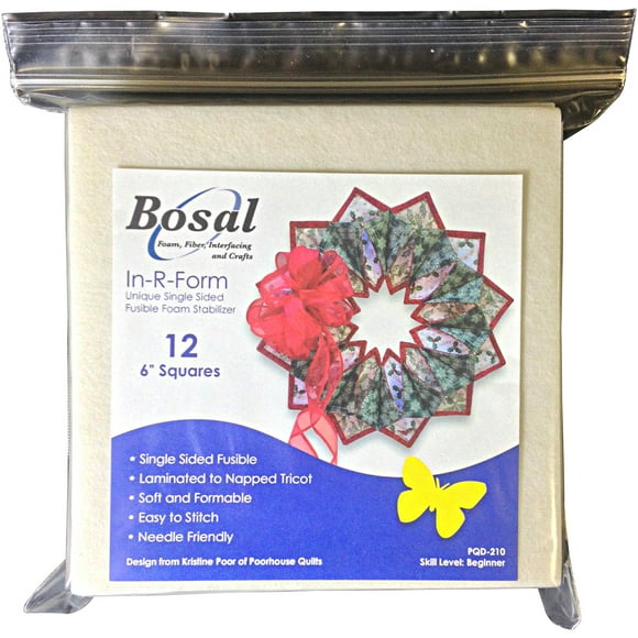 Bosal In-R-Foam Single-Sided Fusible Foam Stabilizer 6"X6" 12/Pkg