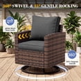 thumbnail image 3 of UDPATIO Patio Furniture Set with 44" Fire Pit Table, 6 Pieces Wicker Outdoor Couch with Rocking Swivel Chairs, Ottomans and Thick Cushions for Backyard, Grey, 3 of 9
