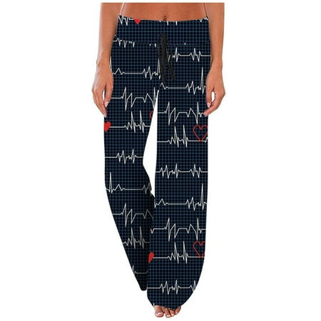 

Staron Women s Comfy Casual Pajama Floral Print Elastic Waist Lounge Wide Leg Pants