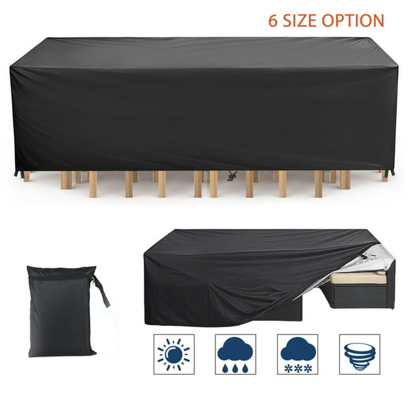 71" L x 47" W x 29" H Patio Furniture Covers, WOOVFU Patio Table Cover Outdoor, 420D Oxford Fabric Waterproof Dustproof for Dining Square Table Sofa Chair, Rectangle, Black