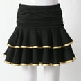 thumbnail image 3 of iiniim Kids Girls Latin Salsa Tango Dance Milk Silk Ruffle Skirt Ballroom Performance 5-16 Gold&Black 11-12, 3 of 7