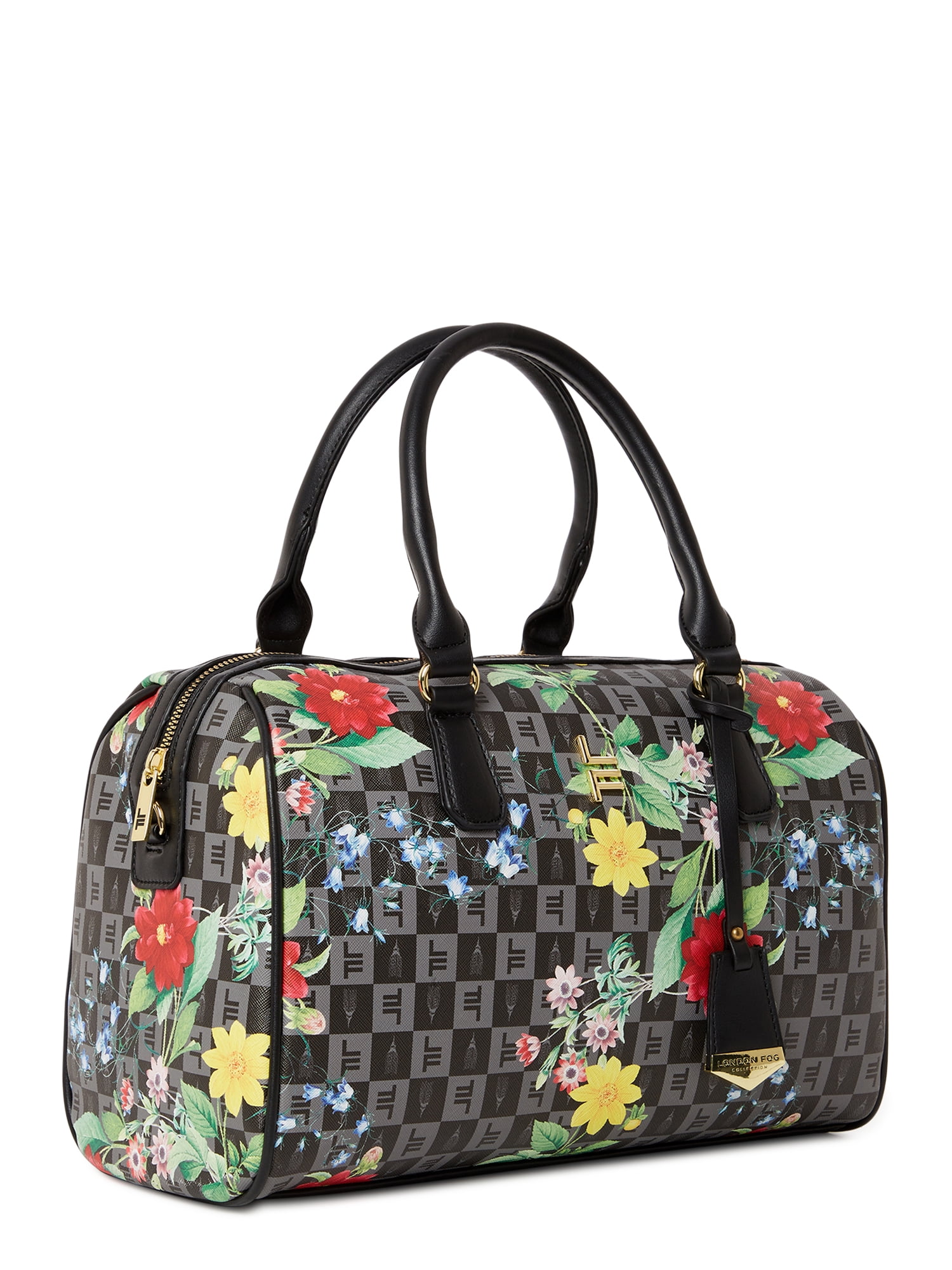 London Fog Women's Calla Signature Satchel Handbag Black