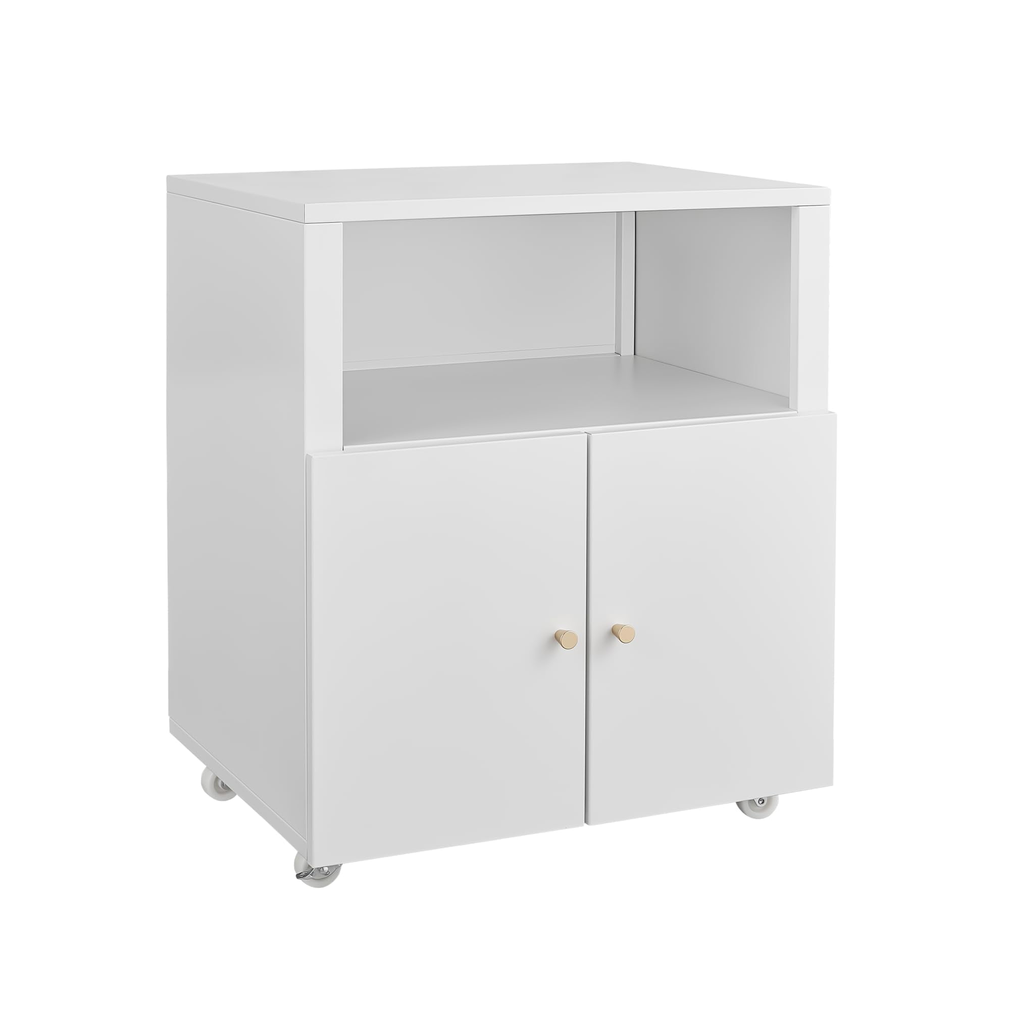 M optimized Metal Printer Cabinet with Storage, Heavy Duty Rolling 3D Printer Stand with 2 Doors, Under Desk File Cabinet for Home Office Corner and Small Spaces