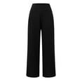 thumbnail image 4 of SNKSDGM Women's Plus Black Dress Pants Women Stretchy Skinny Leg Women Linen Pants Womens Wide Leg Pants Casual High Waisted Palazzo Pants Baggy Beach Trousers with Pocket, 4 of 5