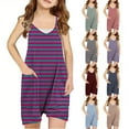 thumbnail image 7 of AJTQTH Girls Summer Sleeveless Casual Solid Color One Piece Romper Loose Fit Summer Spaghetti Strap Overalls Shorts Jumpsuit with Pockets Z02-Mint Green 7-8 Years, 7 of 7