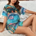 thumbnail image 4 of Sikiie Tropical Poolside Relaxation Womens Pajama Sets Short Sleeve Top With Pants Sleepwear 2 Piece Lounge Set-, 4 of 6