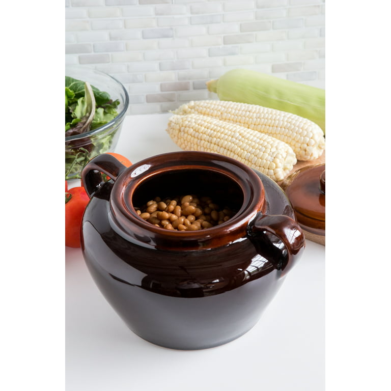 Kook 5.5-Qt Stoneware Bean Pot with Lid Large Pot for Cooking Boston Baked  Beans