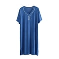 thumbnail image 2 of Hilenly Mens Nightshirt Short Sleeve Lounge Sleep Henley Shirts Comfy Modal Sleepwear Loungrwear, 2 of 6