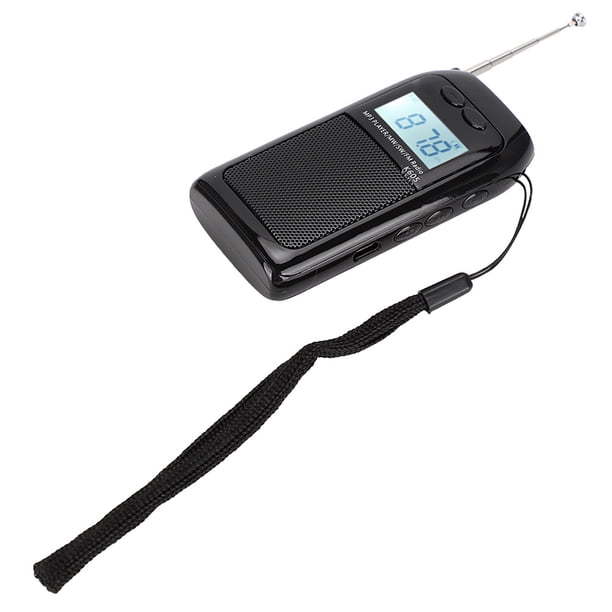 Mini radio FM de bolsillo Bling Bling Receptor de radio FM MW Sintonización digital Reproductor de música estéreo MP3 Color Negro
