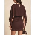 thumbnail image 4 of Round Neck Batwing Sleeve Dress with Patchwork Detail and Ruched Front, 4 of 4
