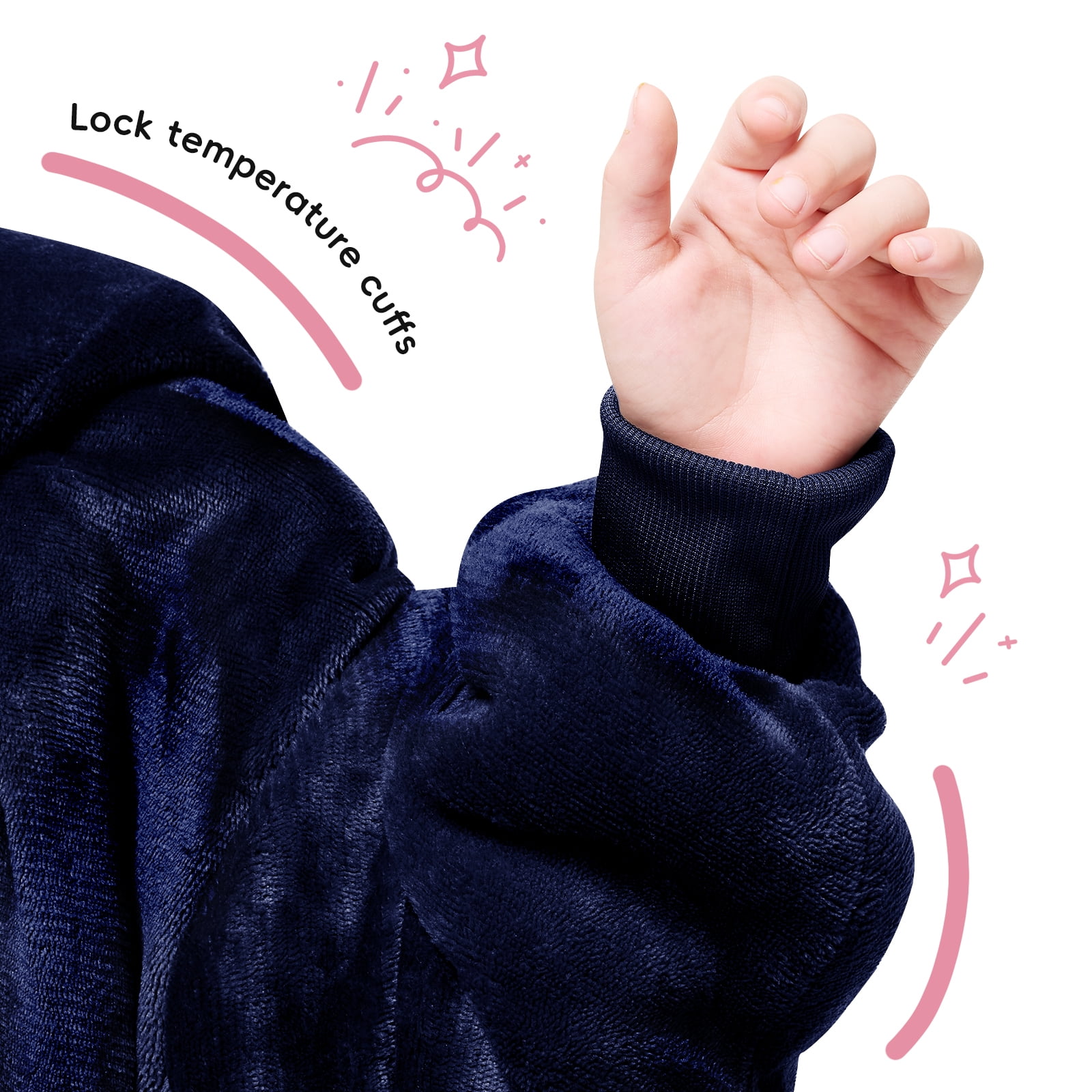 PMONPA Wearable Blanket Hoodie for Kids, Soft Double Layer Sherpa Fleece Sweatshirt,Teen Gifts for Kids, Youth, Boys, Girls, One Size, Blue