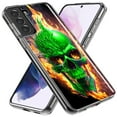 thumbnail image 2 of MUNDAZE Samsung Galaxy S22 Plus Green Flaming Skull Burning Fire Double Layer Phone Case Cover, 2 of 5