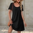 thumbnail image 3 of Efsteb Summer Dresses for Women Resort Dress Tank Sundresses Loose Fit Spring V-Neck Short Sleeve Solid Color Casual ,Size:XL, 3 of 7