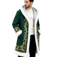 thumbnail image 2 of Christmas Men's Santa Trench Coat Trendy Plush Coats Long Peacoats Xmas Long Hooded Cardigans Green XXXL, 2 of 6