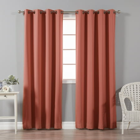 Quality Home Basic Thermal Blackout Curtains - Antique Bronze Grommet Top - Brick (Set of 2 (The Best Blackout Curtains)