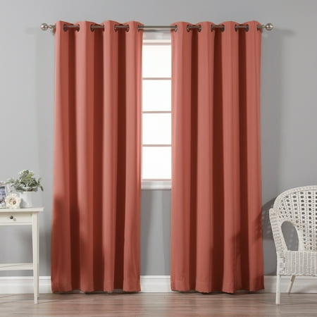 Quality Home Basic Thermal Blackout Curtains - Antique Bronze Grommet Top - Brick (Set of 2 (Best Food For Green Cheek Conure)