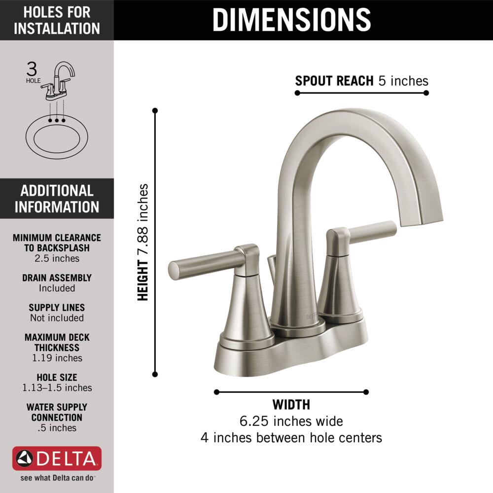 Delta Becker Two Handle Centerset Bathroom Faucet in Spotshield Brushed Nickel 25891LF-SP