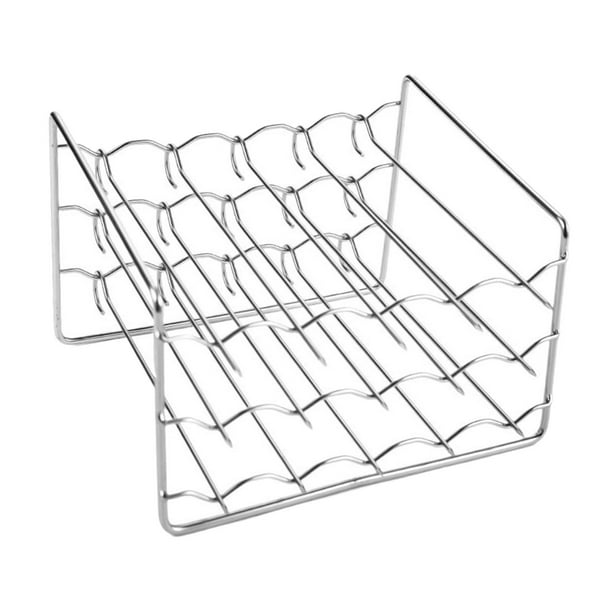 Rejilla de enfriamiento rectangular apilable para freidora de , con niveles para cocinar carne con poco aceite y verduras en horno.