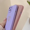 thumbnail image 5 of Compatible with iPhone 13 Mini Case for Women, Bronzing Luxury Heart Phone Case Cute Side Small Pattern Soft TPU Shockproof Full Camera Lens Protective Cover for iPhone 13 Mini (Purple), 5 of 14