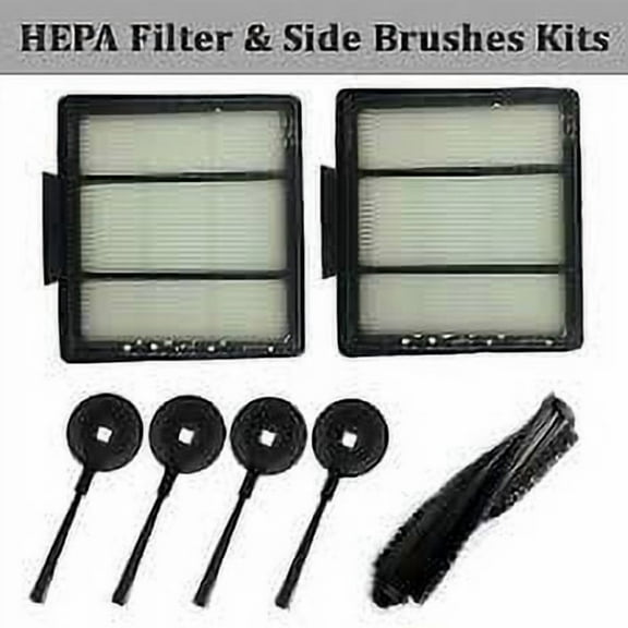 7pcs Side Brush (4)/ Main Brusch (1) / Hepa Filter(2) for Shark ION Robot RV700_N RV720_N RV750_N RV850 RV851WV RV850BRN/WV Vacuum Replacement Parts Fit # RVSBK950, Pack of 4