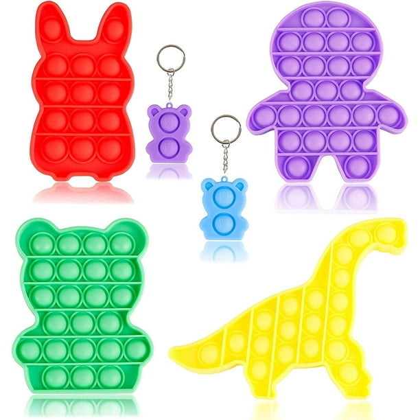Push Pop Bubble Fidget Sensory Pack, Rainbow Poop Flower Cat Cactus Cute It, Cheap Cool Mini 4 Simple Poppop Dimple Figetget Set? Llavero divertido de ansiedad para niños y adultos (Dinosaurio) Ormromra WMCH-413