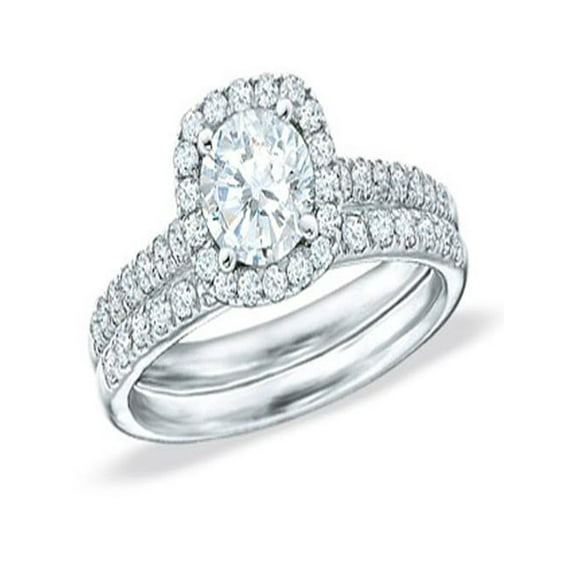 Splendid Halo Matching wedding Ring set 2 Carat Round Cut Diamond on 10k Gold