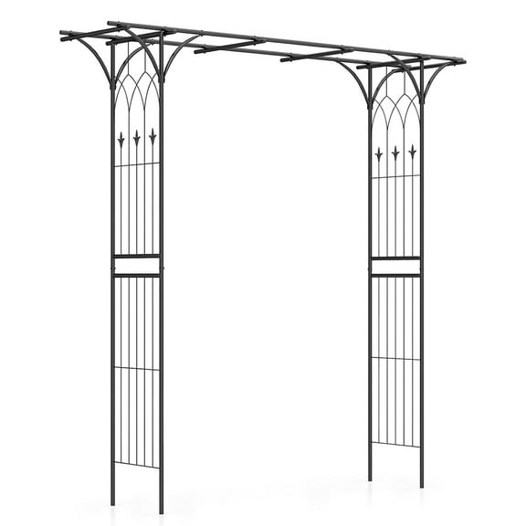 Extra Tall 81" Outdoor Metal Garden Arch, Heavy Duty Arbor Trellis for Wedding Ceremony Party Plant Support, Black