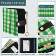 thumbnail image 5 of Small Wallet For Women Bifold Leather Pocket Coin Credit Card Holder With RFID Blocking Bright Green Cream-colored Checkered, 5 of 6